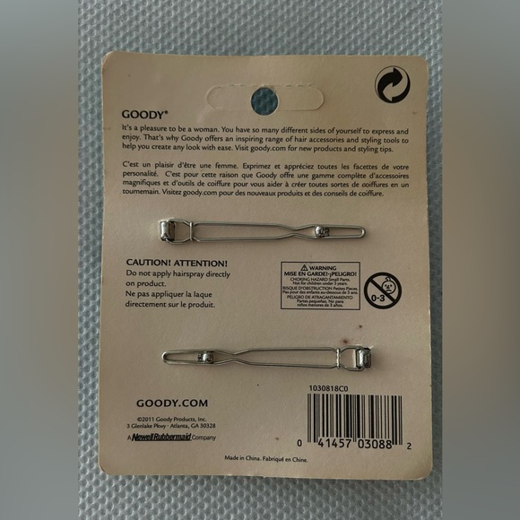 Goody Glam Two Silver Rhinestone Hair Barrettes Clips 03088 Limited Edition - Picture 2 of 2